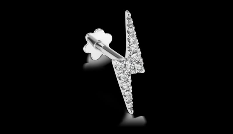 Maria Tash Diamond Lightning Bolt Stud – 18k White Gold