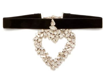 Saint Laurent Leather Choker with Crystal Heart